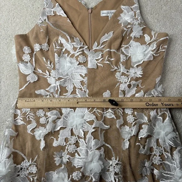 Dress The Population Sidney Deep V-Neck 3D Lace Dress Gown XL NWT Wedding  Floral